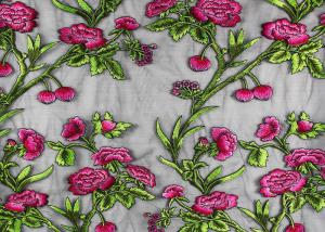 Quality Coloured Embroidery 3D Flower Polyester Lace Fabric By The Yard For Party Dress for sale