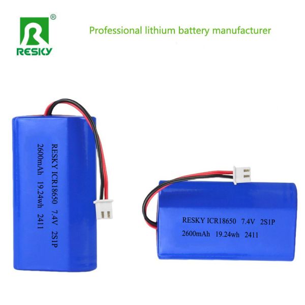 Rechargeable 18650 lithium battery Battery Pack 2600mAh 7.4V 19.24wh lipo battery pack