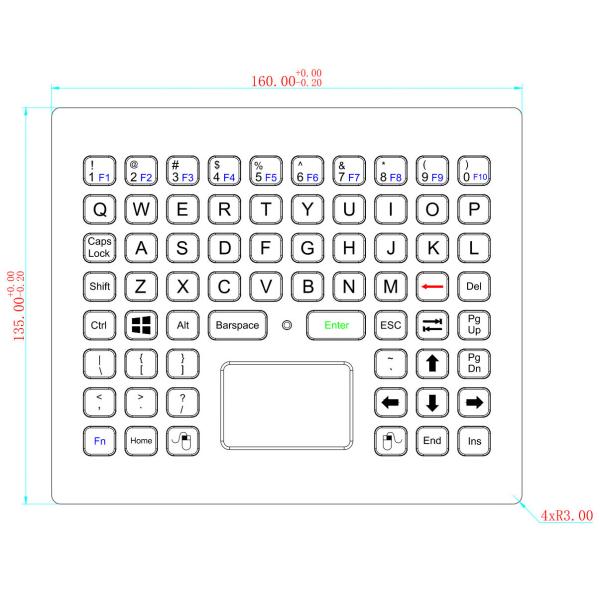 Super-tiny Stainless Steel Industrial Keyboard With Touchpad And Function Keys For Machines