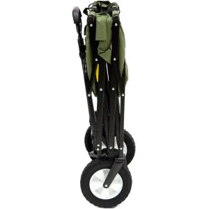 Folding Garden Cart’S Telescoping Adjustable Handle Locks And Extends Allows