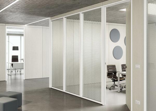 Buy Glass Double Layer Partition Wall System With Blinds Inside For Privacy Simple Style Aluminum Frame at wholesale prices