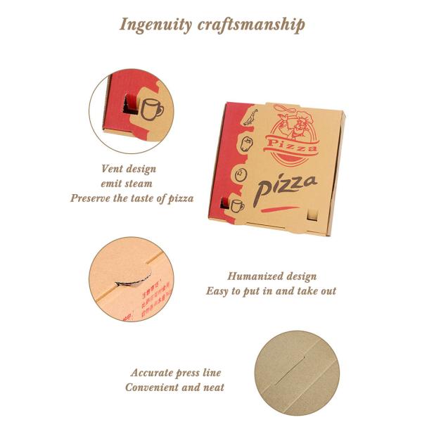Takeaway Corrugated Cardboard Pizza Boxes Custom Logo Printing