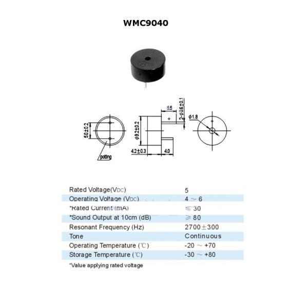 Highly Efficient Micro Indicator Warning Buzzer 2700HZ For Timer , D9 X H4mm