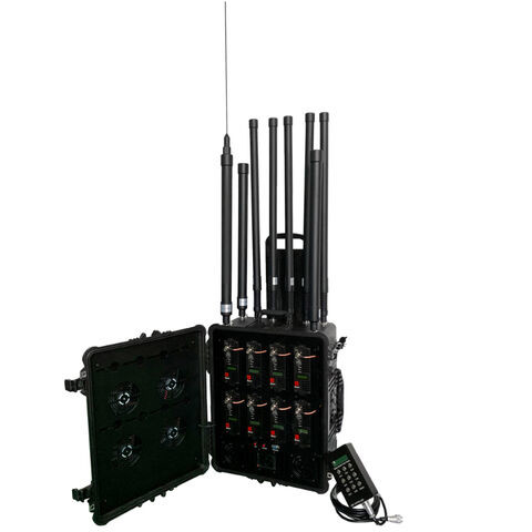 Man Pack VHF UHF Mobile Phone Signal Jammer/WiFi /GPS L1,130W Max 5 Bands,1-2 Hours Built-in Battery