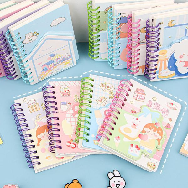 Portable My Melody Anime Figure Coil Loose Leaf Notebook Journal Mini Book A7 Size Student Stationery with Spiral Binding