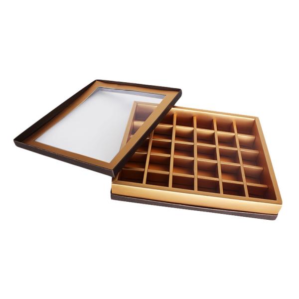 Square 30pcs Chocolate Two Piece Rigid Box PVC Display Window