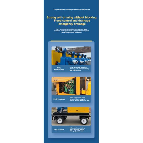 Flood Prevention Large Flow Diesel Engine Pump Movable for Water Treatment