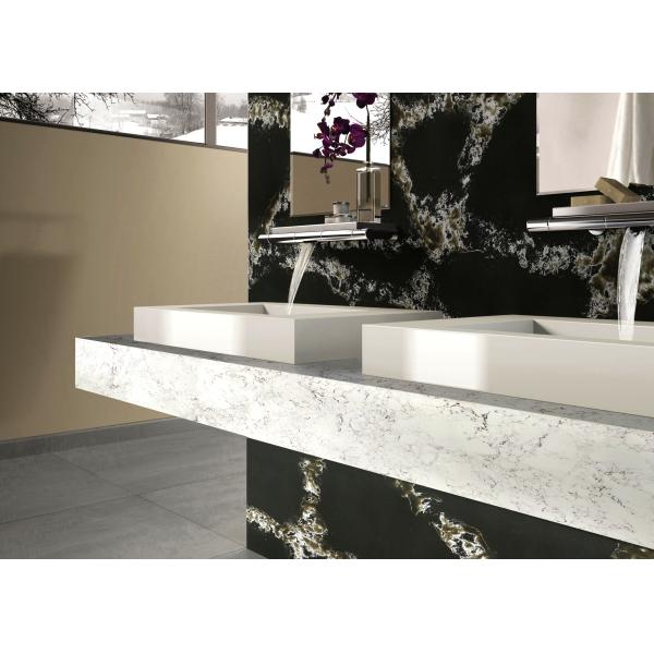 High Density Artificial Quartz Stone , Weather Resistant Black Quartz Worktop