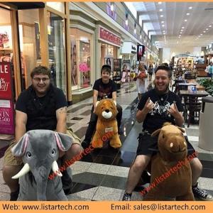 Stuffed Animal Ride Happy Rider Toys on Wheel Ride on Plush Animal Toy in Shopping Center
