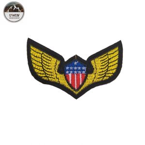 American Style Wings Custom Woven Patches Eco Friendly Fashionable With Stick