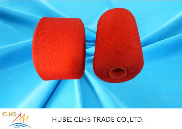Buy Red Polyester Dyed Yarn Low Shrinkage , Core Spun Polyester Sewing Thread at wholesale prices
