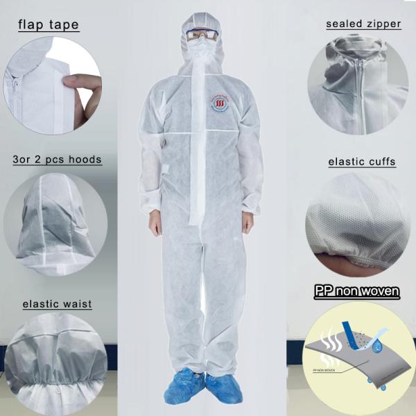 Hygiene PP Non Woven Coverall Dust Proof Anti Static Polypropylene Suits