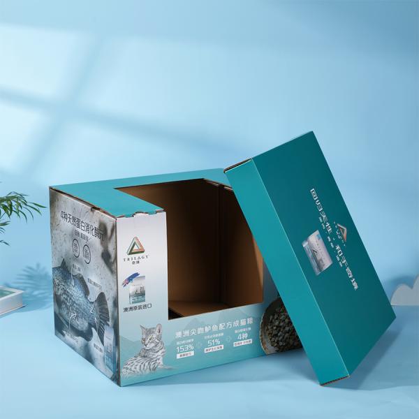 Cardboard Product Display Boxes For Cat Food , Corrugated Board Display Cases With Lids
