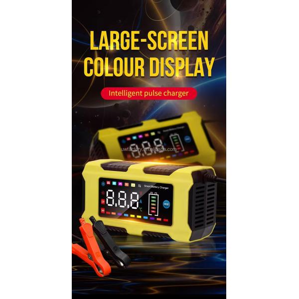 12V/10A Input 12V/2A Output Color Touch Screen Car Battery Charger for Lead-Acid and Lithium Ion Batteries Large Screen
