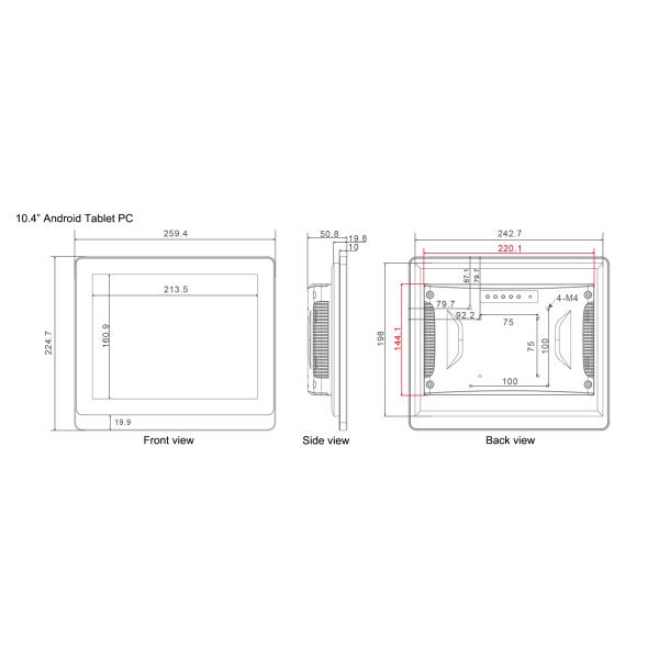 1024*768 Resolution Industrial Android Tablet 10.4 Inch Panel PC Aluminum Alloy