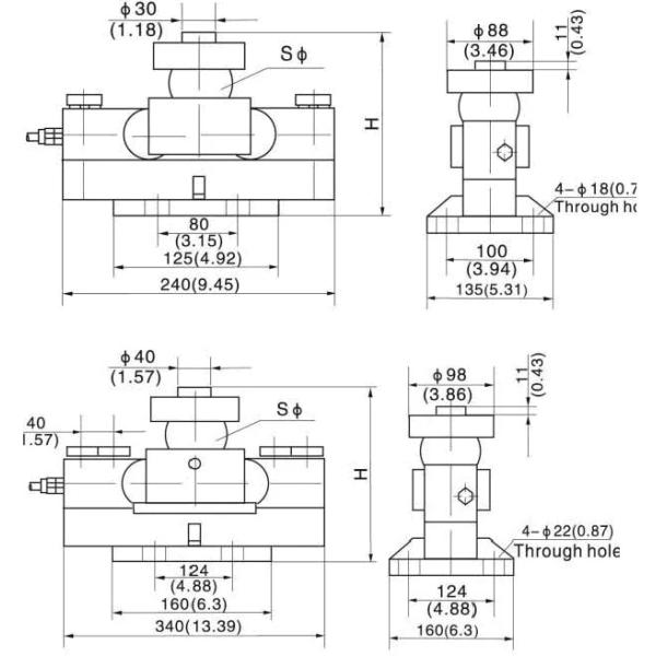 Load Cell 612B 10-50ton alloy steel Double Ended Beam weight force sensor for truck scale weighing weighbridge 2.0± 0.002mV/V