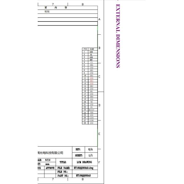 Smart Handheld TFT Meter Display Color LCD Module 1.8Inch