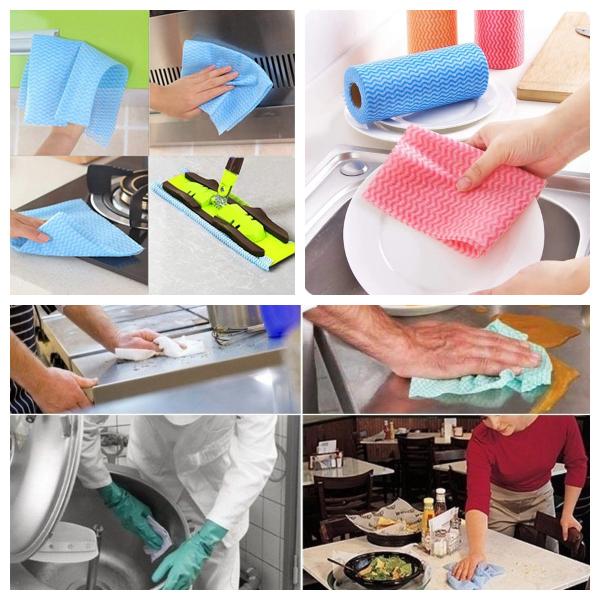 Polyester Disposable Kitchen Wipes Multipurpose Antibacterial
