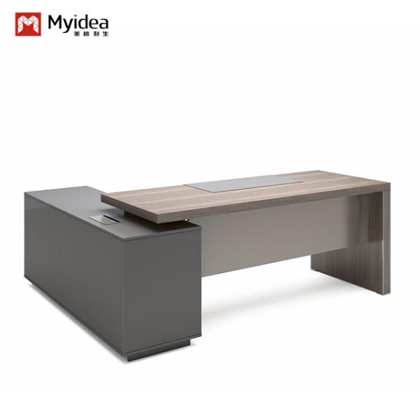 Buy Modern Luxury Boss Office Desk, Support customization Managerial Level Executive Desk, Large Wooden MDF Panel Desk, Dark Classic Design, Office Use at wholesale prices