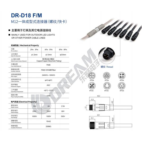 LED patio light waterproof connector with extension cable