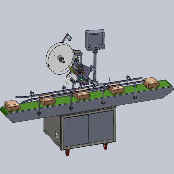 PLC HMI Control Flat Bag Labeling Machine Applicator For Food Container bag