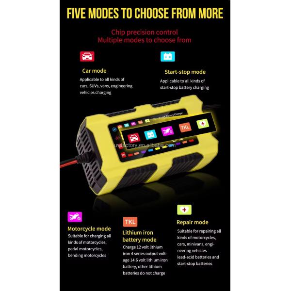 12V/10A Input 12V/2A Output Color Touch Screen Car Battery Charger for Lead-Acid and Lithium Ion Batteries Large Screen