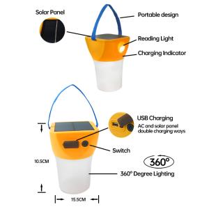 Solar Power LED Lantern Surround lighting with phone charging and torch light
