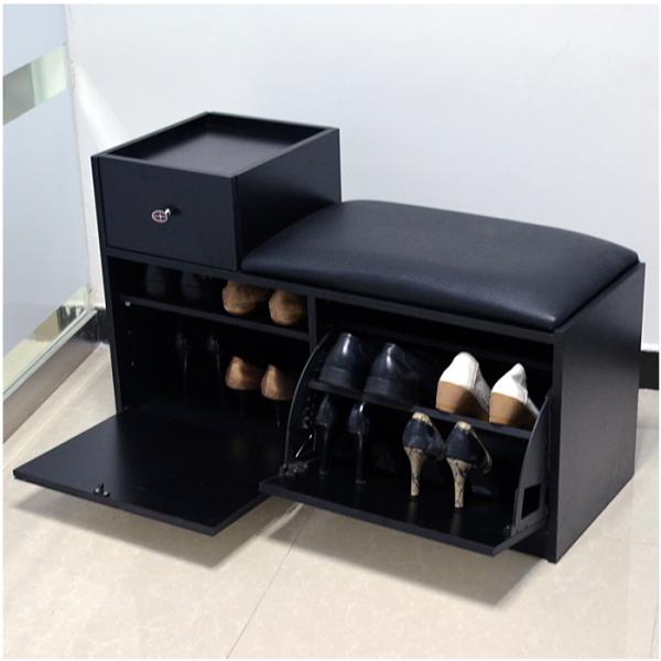 Black Knock Down Package Space Saving Entryway Shoe Bench