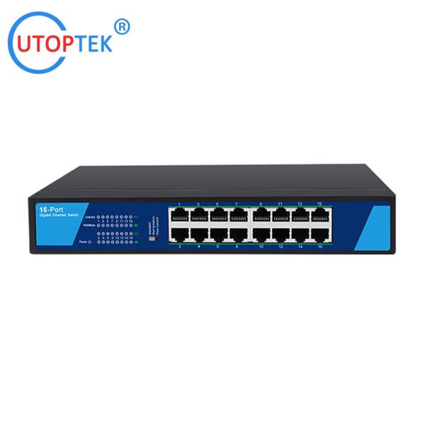 Buy Unmanaged Ethernet Switch 16*10/100/1000Base-TX RJ45 port (auto MDI/MD1X) Network Switch factory best price at wholesale prices