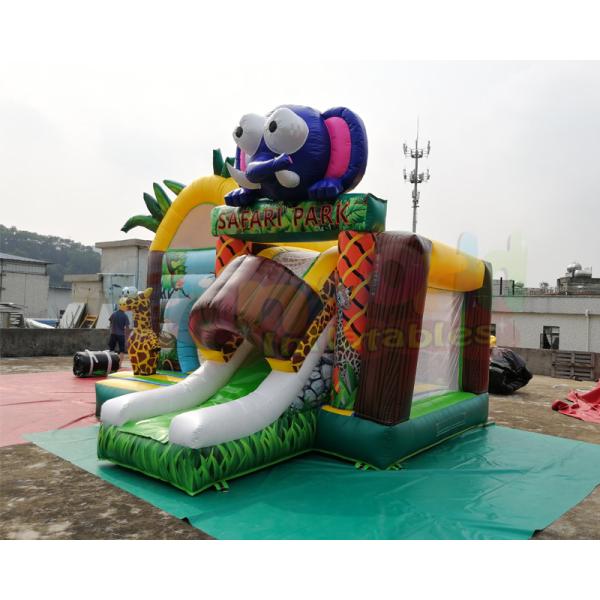 Safari Park Inflatable Bouncy Castles Digital Printing Combi Slide Bouncer