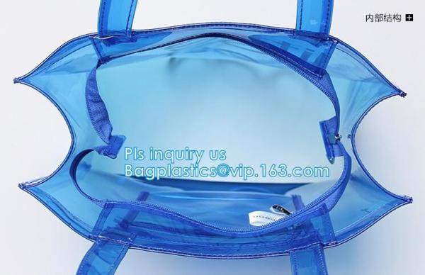 customized handle clear plastic pvc make up bag, vinyl pvc zipper bags with handles, snap button closure or k plas