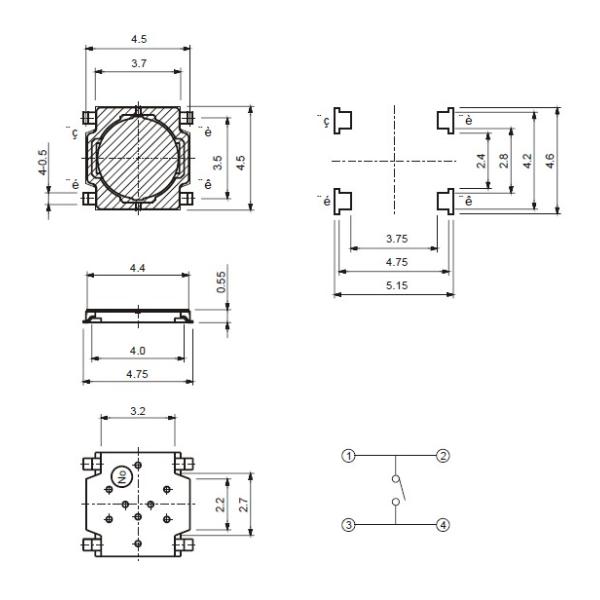 Digital Camera Tactile Tact Switch ,SMT Micro Tactile Switch CE Approved
