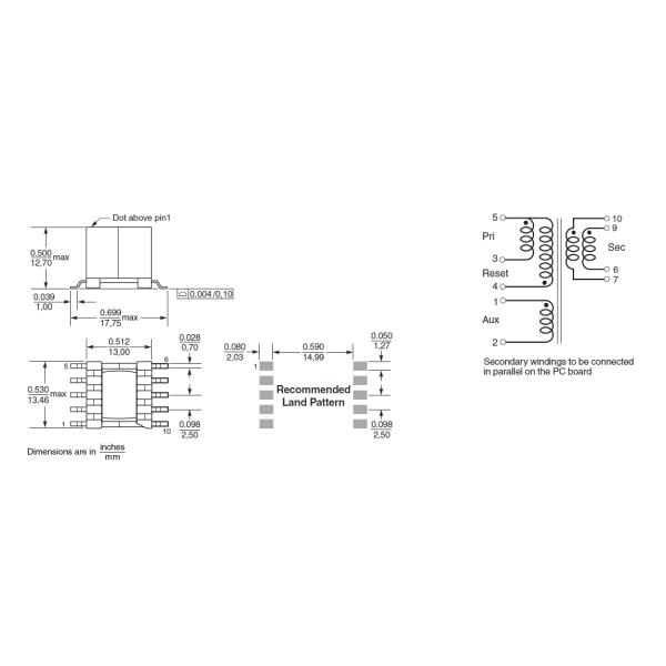 SMPS Flyback Transformer HA3905-CL_ Designed for 36 V – 57 V input 200 kHz