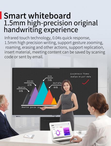 65" 4k Smart Whiteboard Intelligent Interactive Flat Panel For Teaching