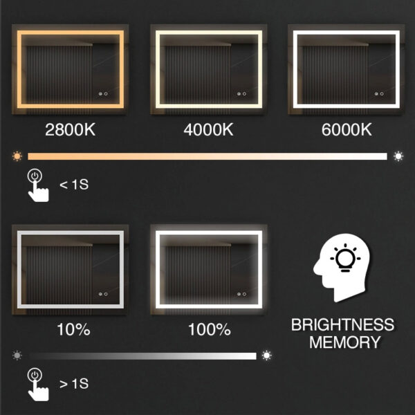 Rectangle Vanity Touch Screen Mirror Smart Vanity Makeup Mirror Customized