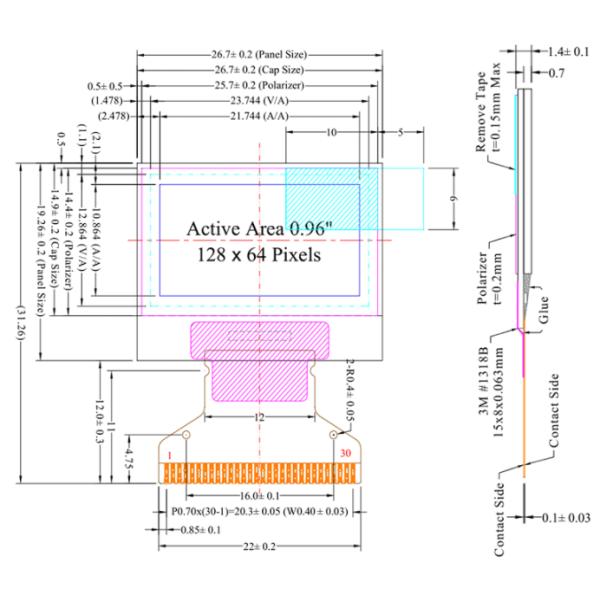 Customize 0.96 Inch OLED SSD1306 Drive IC 12864 OLED Display Screen Module