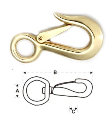 2311B snap hook Heavy Duty Solid Brass Fixed Round Eye Brass Snap Hook Cargo Hook with gate