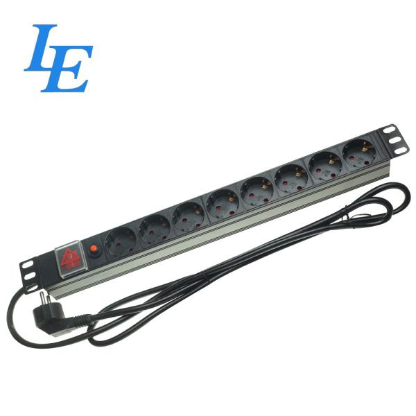 19 Inch Germany Type 250VAC Power Distribution Unit For Server Rack Pdu