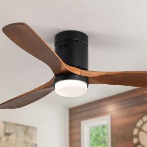 Quality Industrial Style 65 watt Wooden Blade Ceiling Fan 90lm/w 120v ceiling fan lamp for sale