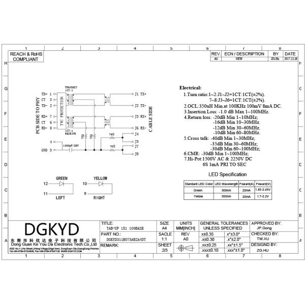 25.4mm RJ45 PCB Connector