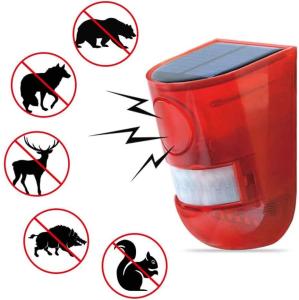 Quality USB and solar charging alarm light infrared sensor blink warning flash device sound alarm for home farm for sale