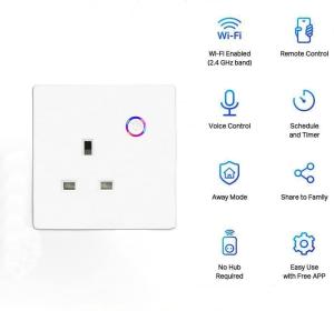 Quality For Tuya Smart Wall Socket 13A Button 3pin Power Plug Electric Quantity Statistics Function With Alexa for sale