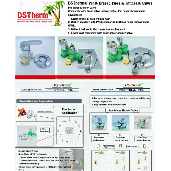 Four Ways Square Panel PPR Mixer Shower Valve For Sanitary Ware