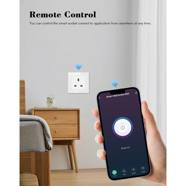 Tuya Wifi Smart 16 Amp Socket UK Remote/Voice Control Glass Panel Smart Electrical Outlet