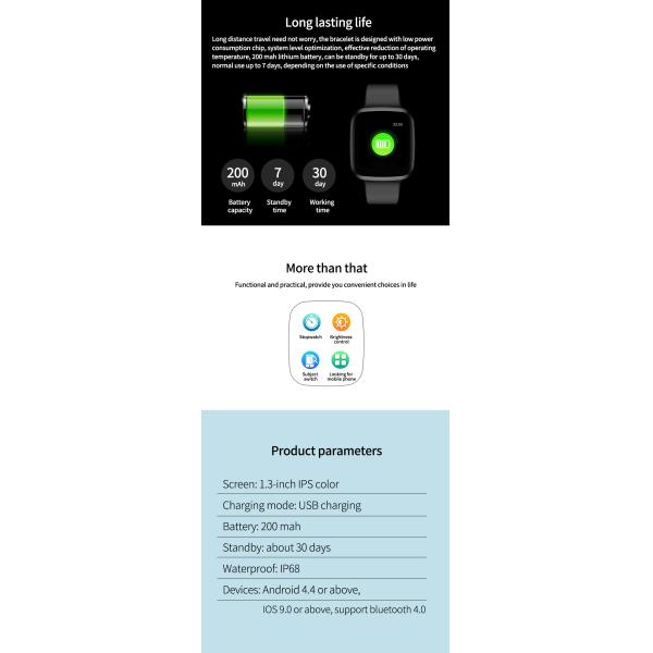 P3 smart watch Detects Heart Rate Wristband Blood Pressure Watch Oxygenand Outdoor Exercise APP