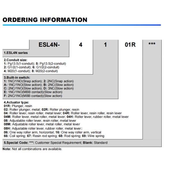 NNC miniature weight Limit Switch ESL4N series for electronics, machinery and light industry