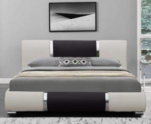 China Minimalist Fashion Design Leather Bed Manufacturers Black And White PU Curve Bedstead on sale