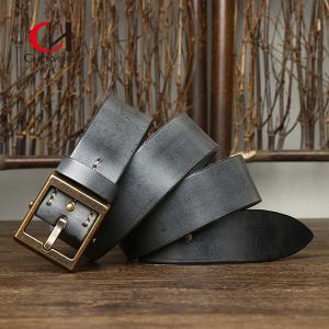 China Smooth Strap Vintage Leather Belt For Men With Standard Width Zinc Alloy Buckle on sale