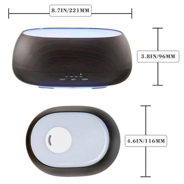 Wood Grain IR Remote Control 500ml Aroma Essential Oil Diffuser