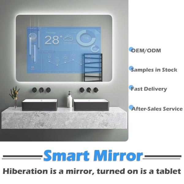 15.6 Inch IP66 Waterproof LCD Display Advertising Monitor Bathroom Smart Android Magic Mirror AI Voice Control